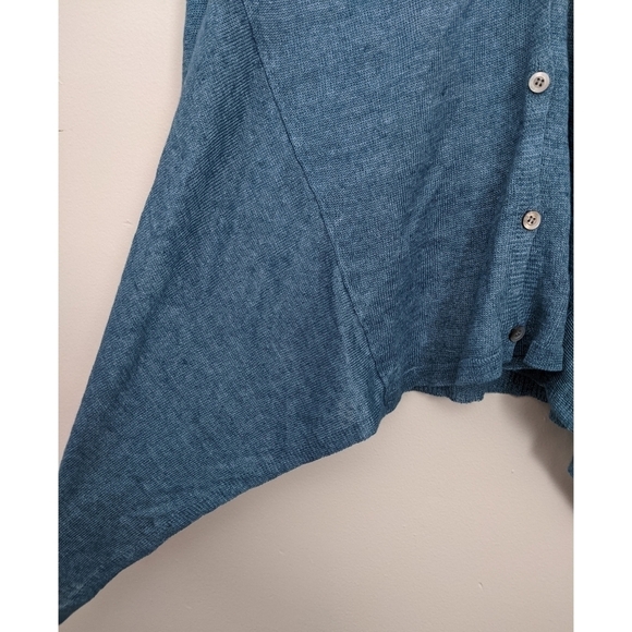 Eileen Fisher Linen Asymmetrical Hem Cardigan - Picture 3 of 5